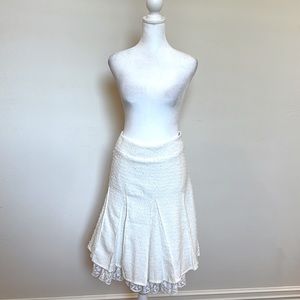Louis Verdad White High Waist Skirt - Lace Eyelet Detail - Women’s Small